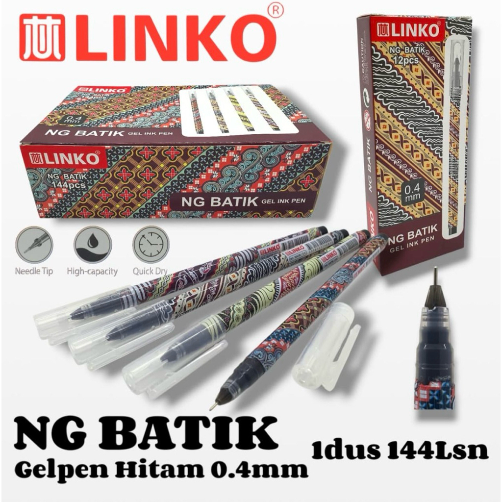

Bolpen Gel PULPEN BOLPEN Linko NG Batik Ballpoint Linko Zuixua Hitam Batik