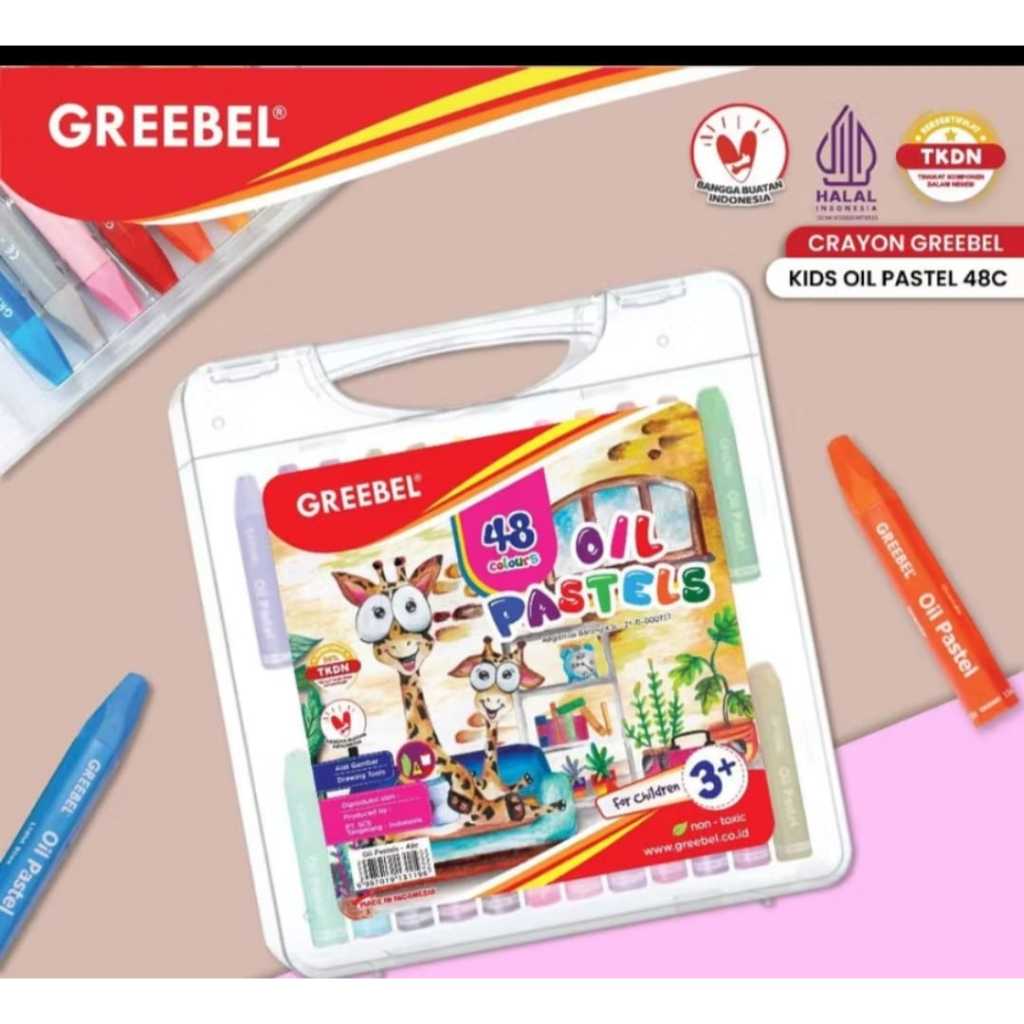 

GREEBEL Crayon Kids Oil Pastel /crayon Sekolah Anak & Professional Non Toxic 48 warna,55 warna,72 warna