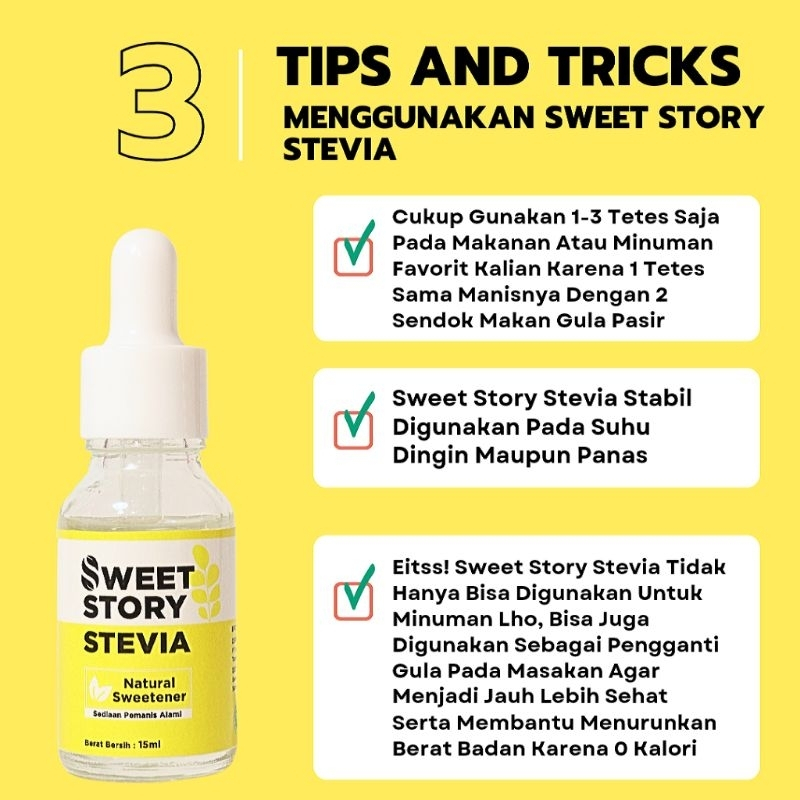 Sweet Story Stevia Cair Pemanis Alami Pengganti Gula 0 KALORI 0 GULA 15 ml
