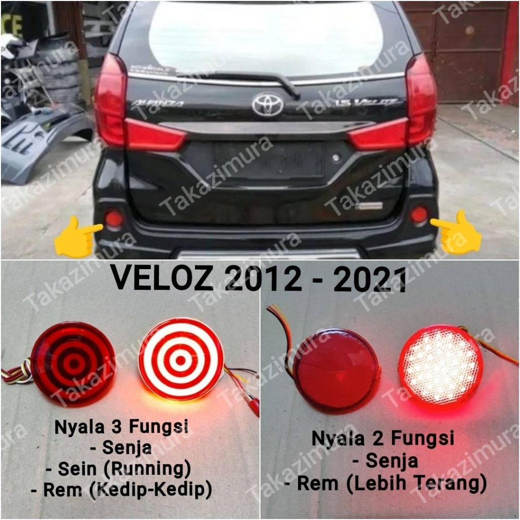 LAMPU REFLEKTOR LED BUMPER BELAKANG MOBIL AVANZA VELOZ 2012 2013 2014 2015 2016 2017 2019 2020 2021