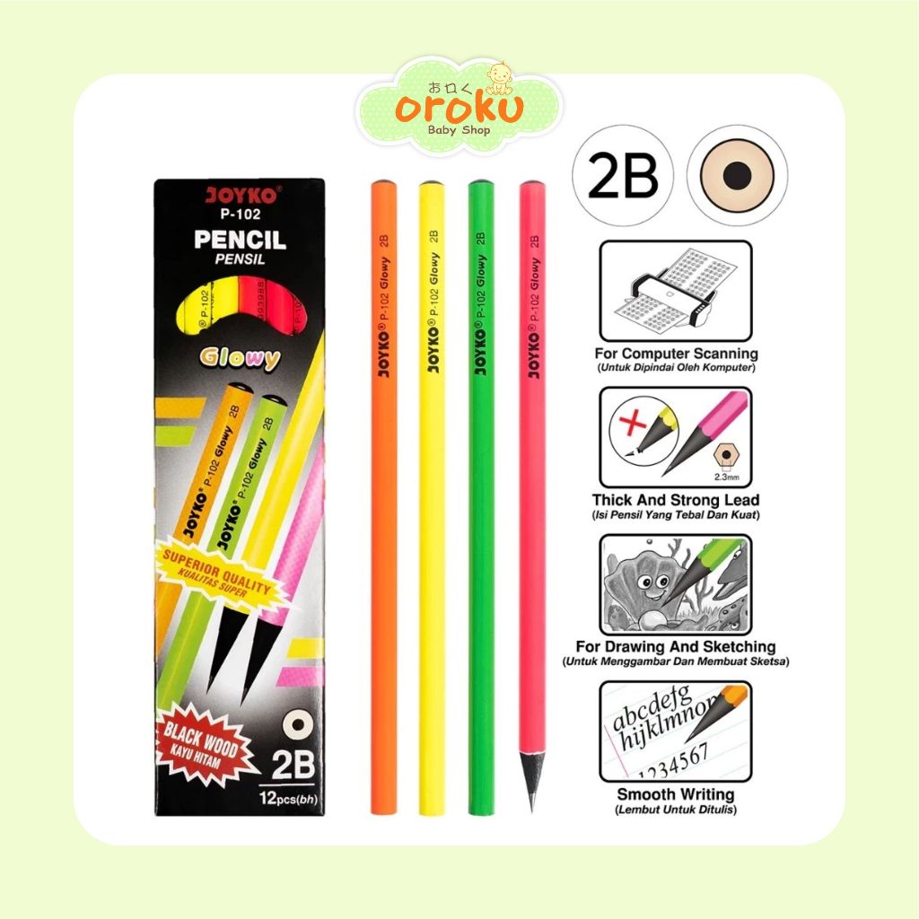 

JOYKO PENSIL P-102 2B GLOWY / PENSIL / ALAT TULIS