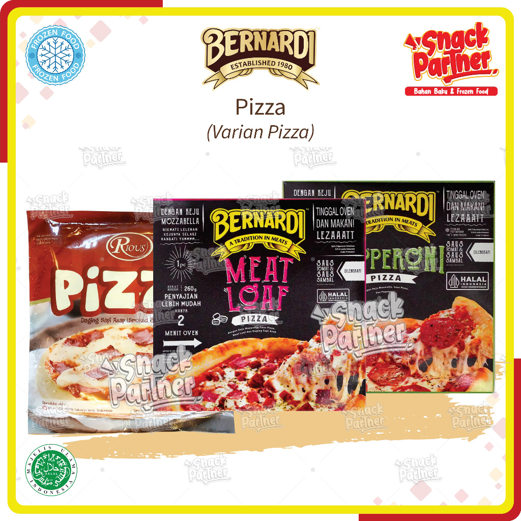 

BERNARDI PIZZA | SMOKED BEEF 180 GR / MEAT LOAF PEPPERONI 250 GR - RIOUS Daging Sapi Asap FROZEN FOOD