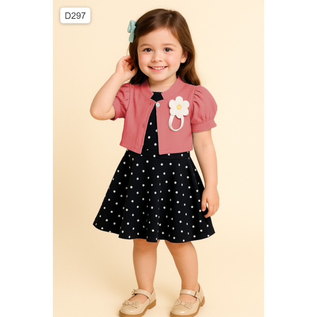 Hana Anak Perempuan Dress Anak Perempuan Motif Polkadot Bahan Voxy Nyaman Ukuran S-XL Anak Perempuan
