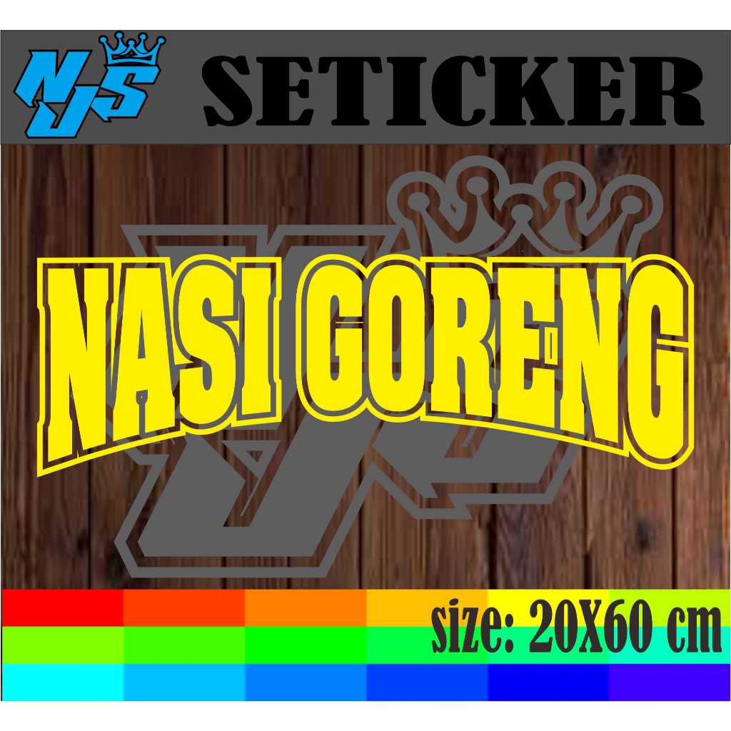 

CUTTING STIKER TEMEPELAN NAMA JUALAN NASI GORENG DENGAN MODEL BOLONG UKURAN 20X60 CM