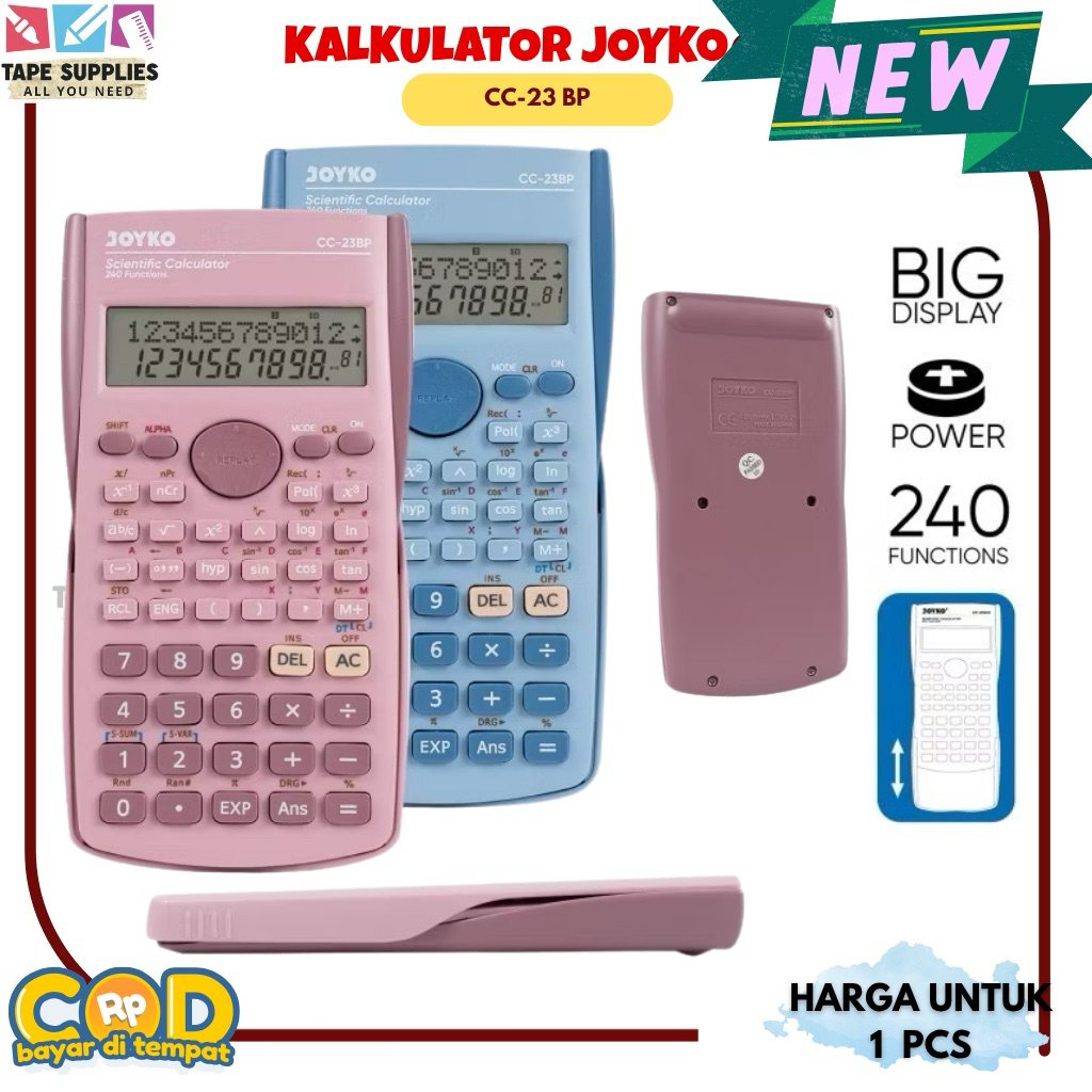

Kalkulator Ilmiah Scientific Joyko CC‑23BP – 240 Fungsi, Tampilan Besar