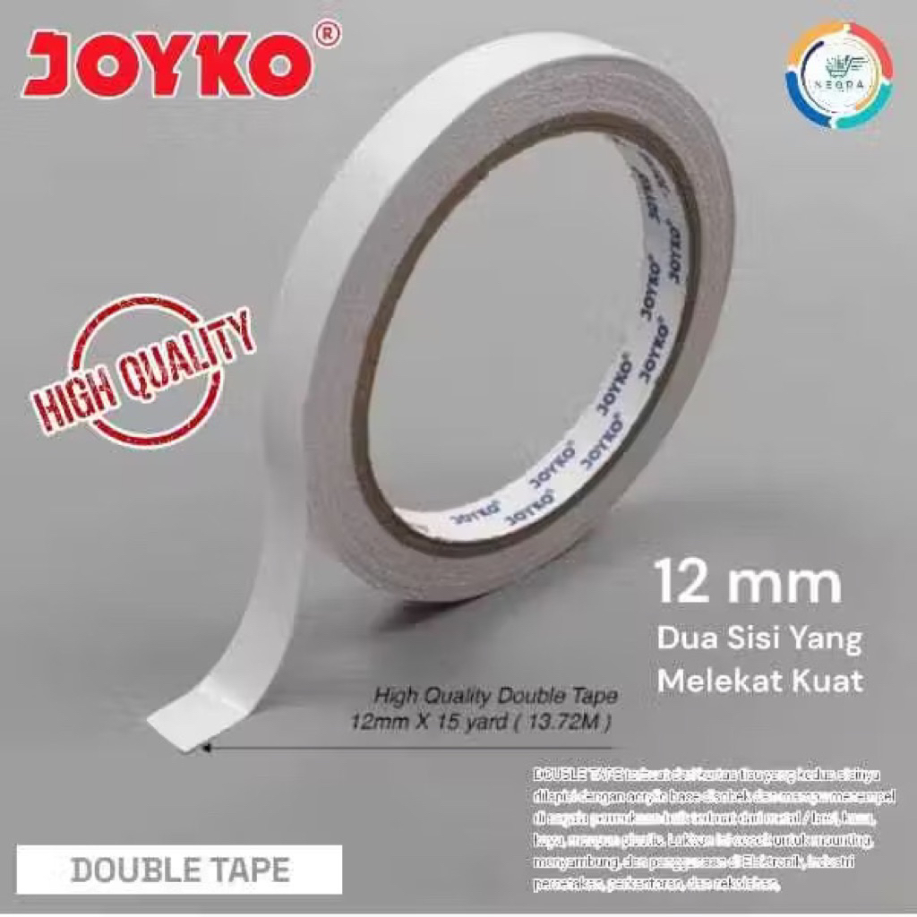

Joyko Double Tape Perekat 2 Sisi 12 mm x 15 Yard