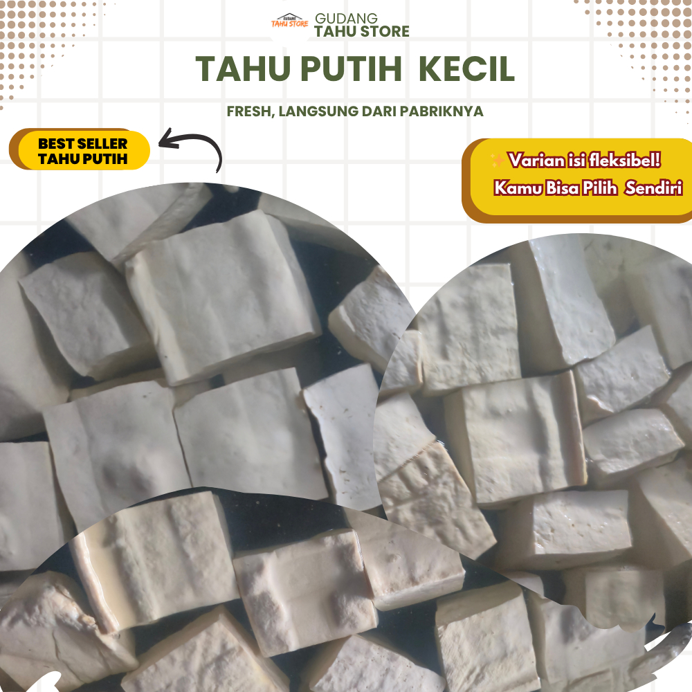 

Tahu Putih / Kuning Kecil Fresh – Isi 15 / 20 pcs | Gurih & Siap Masak | Kirim Instan