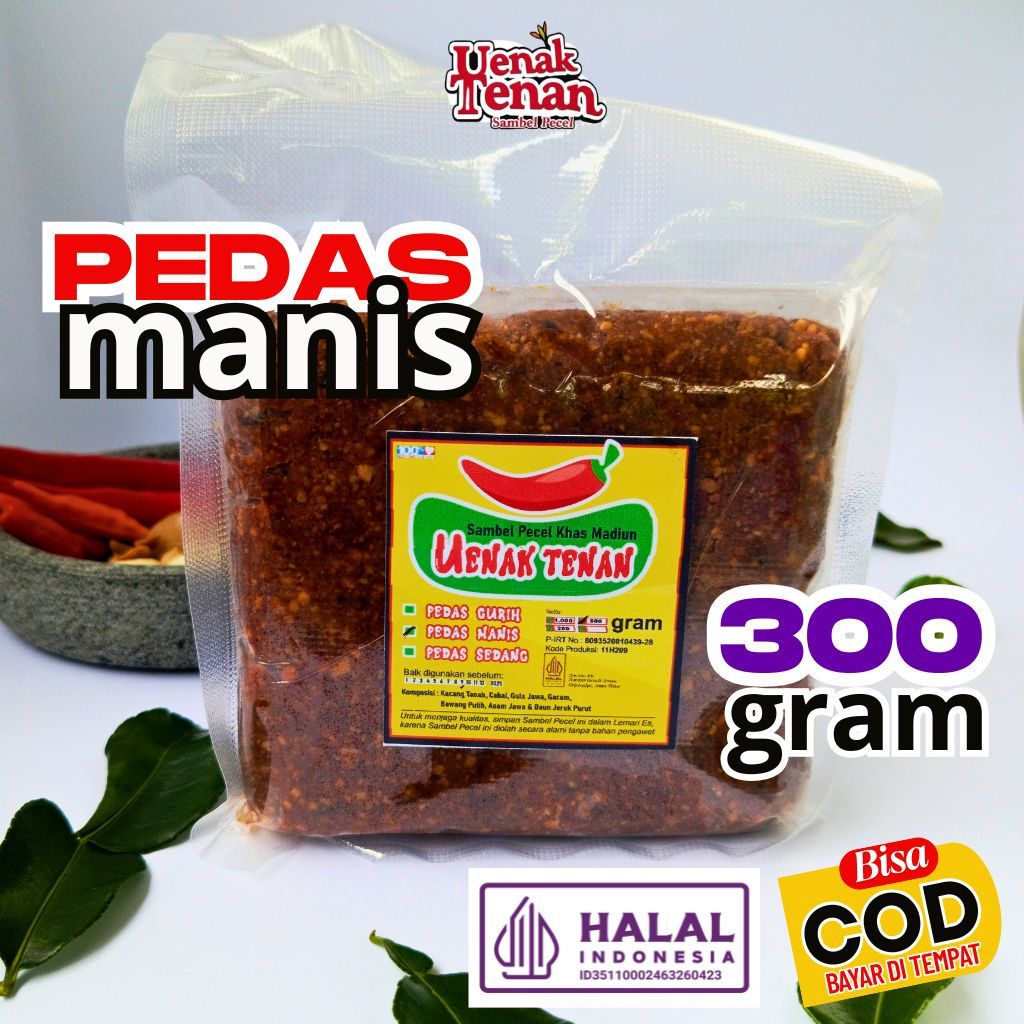 

Sambal Pecel Madiun Uenak Tenan Pedas Manis 300gr Kacang Sangrai Kemasan Vacuum Sealer