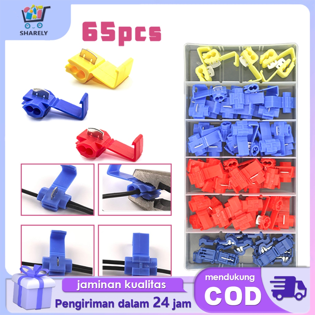 65pcs Konektor Kabel Jumper Klip Terminal Kabel Jumper Wire Connector Klip Pengaman Kabel Kupas