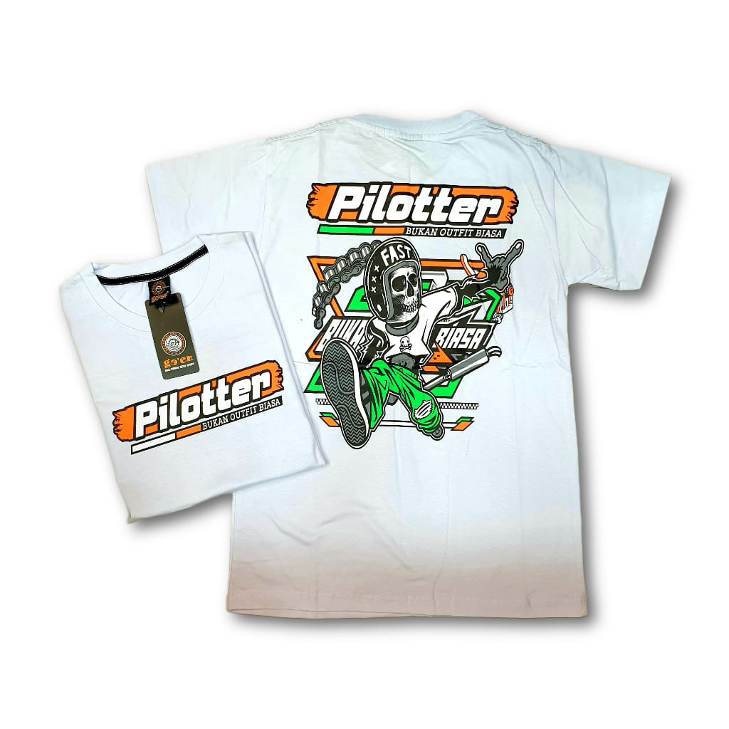 KAOS DISTRO TERBARU MOTIF PILOTER GANK BUKAN OUTFIT BIASA WARNA PUTIH