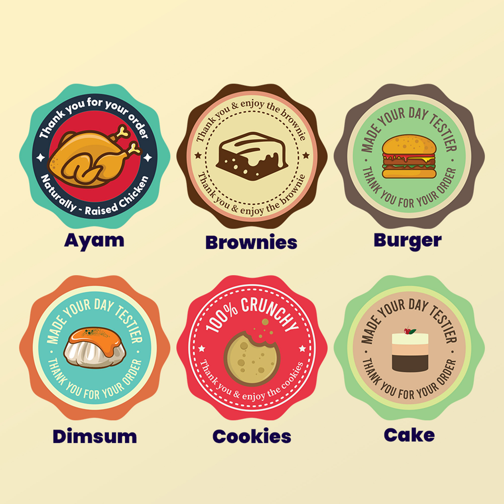 

Stiker label kemasan makanan bahan chromo+cutting