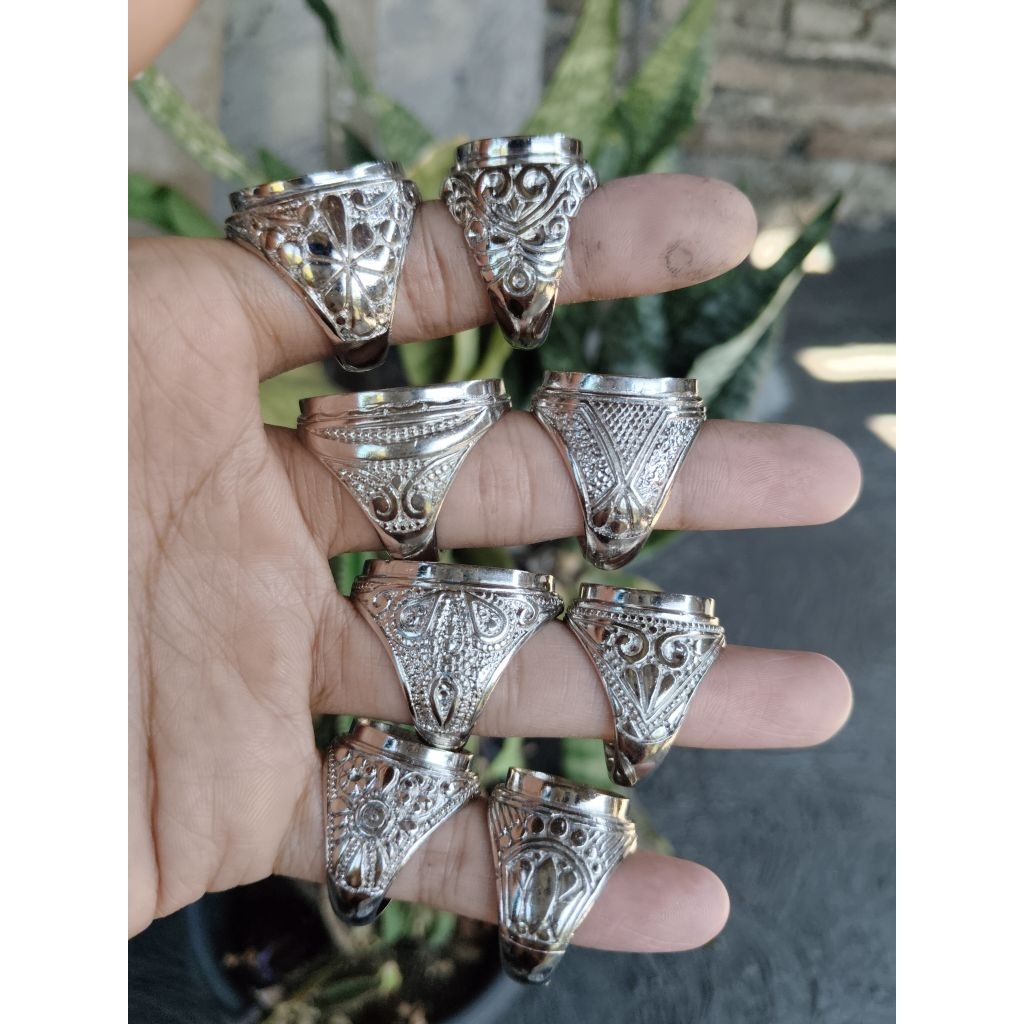 Ring Cincin Emban Alpaka Super Motif Ukir Ecer, Grosir/Kodian