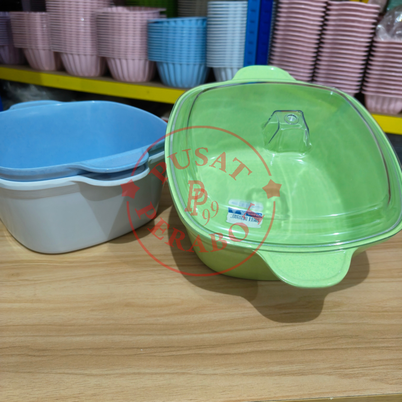 WADAH SAJI WADAH LAUK WADAH MAKANAN CASSEROLE MELAMIN SEGI + TUTUP 2400ML