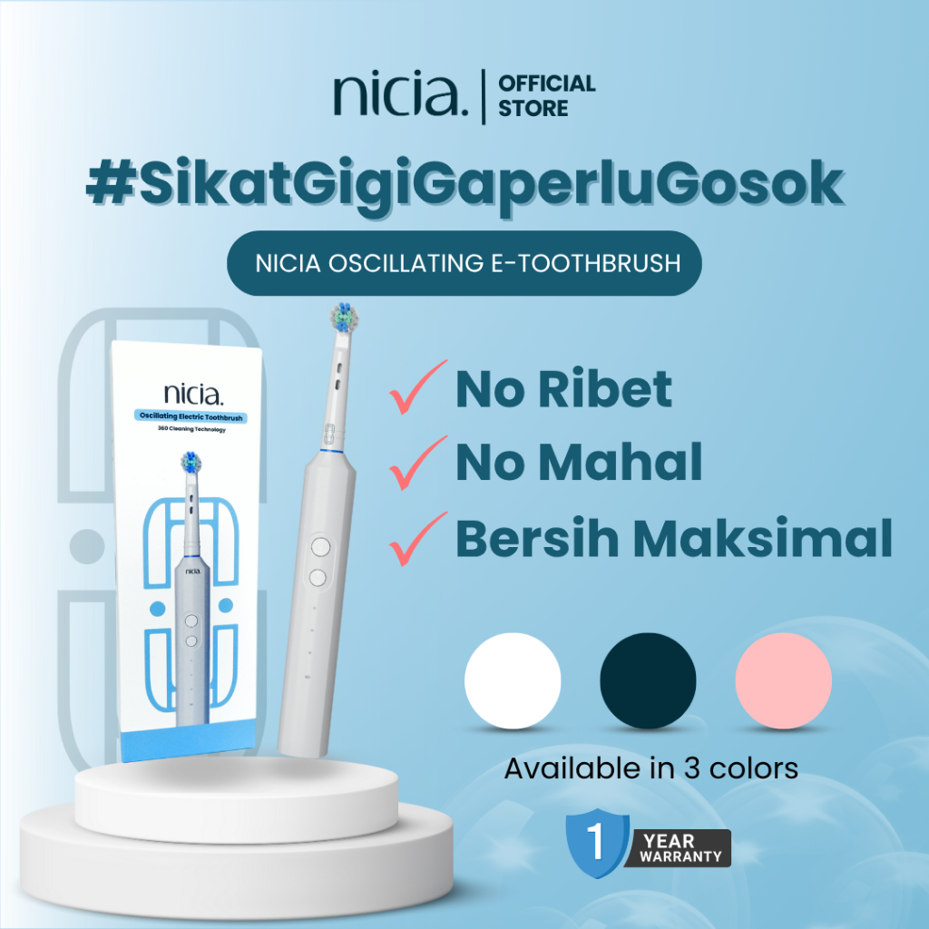 NICIA SMILE Sikat Gigi Elektrik Putar Bulu Halus Behel | Oscillating Toothbrush | OralB Braun