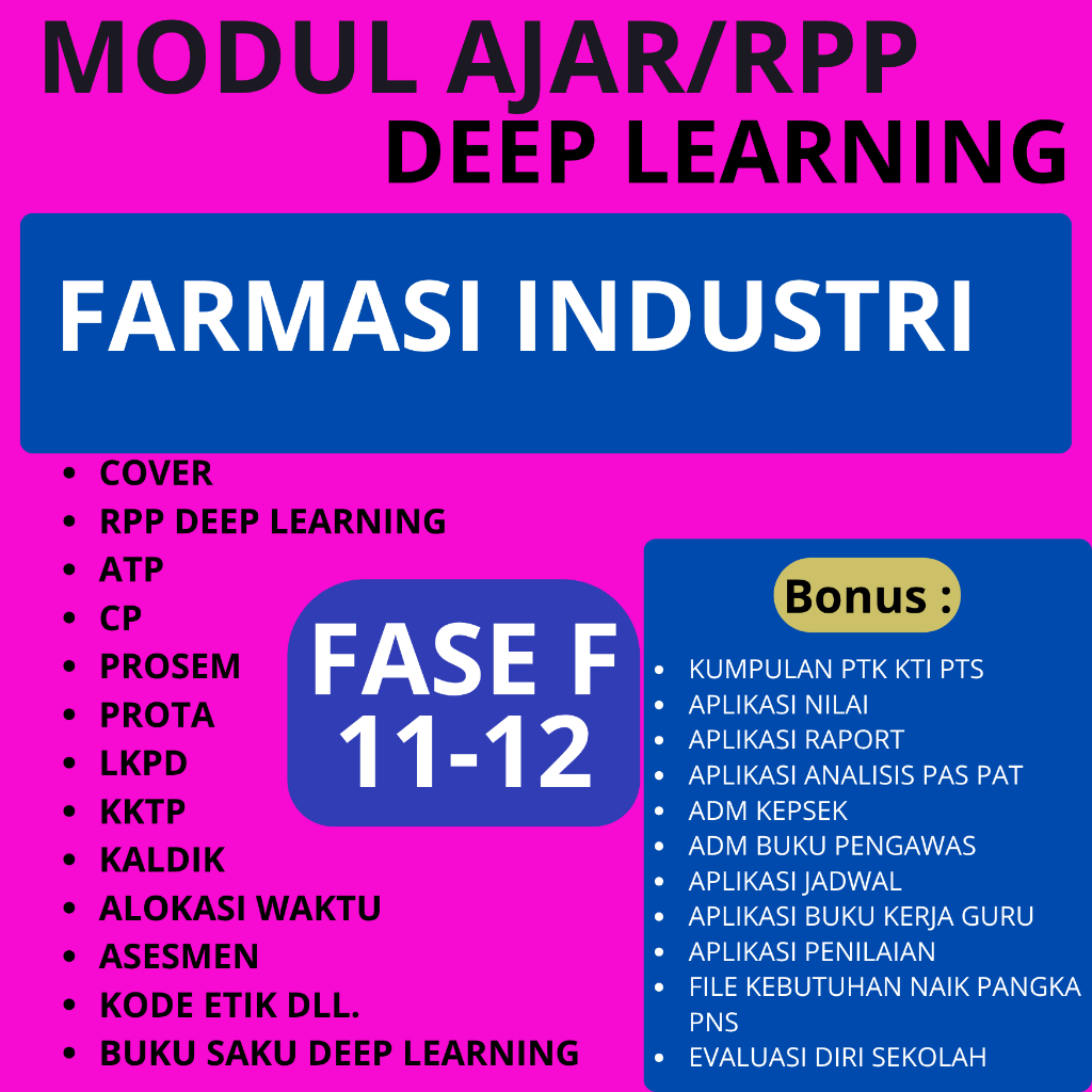 

RPP Deep Learning SMK FARMASI INDUSTRI FASE F (11-12) - RPP DEEP LEARNING SMK TERBARU