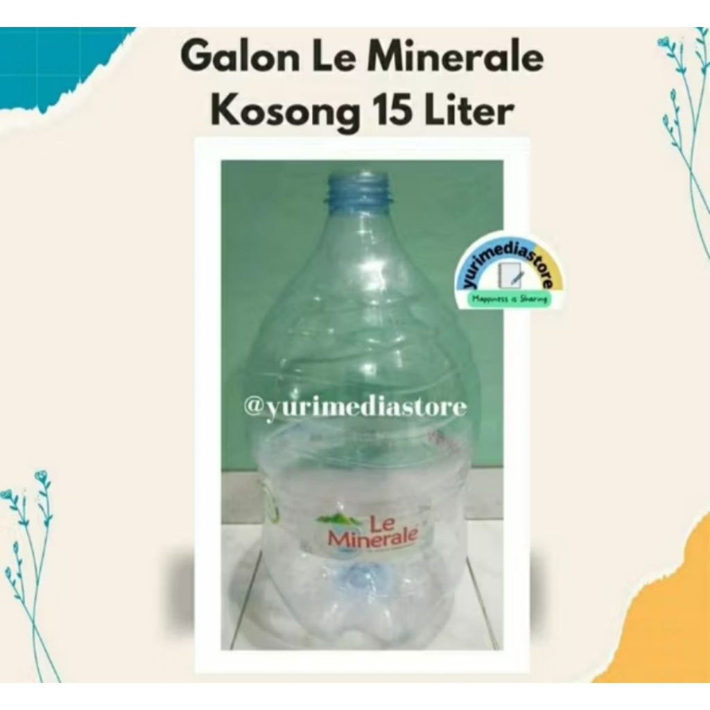 (Khusus Reguler JNE max 1 galon) Galon Kosong Le Minerale 15 L (tutup ada)