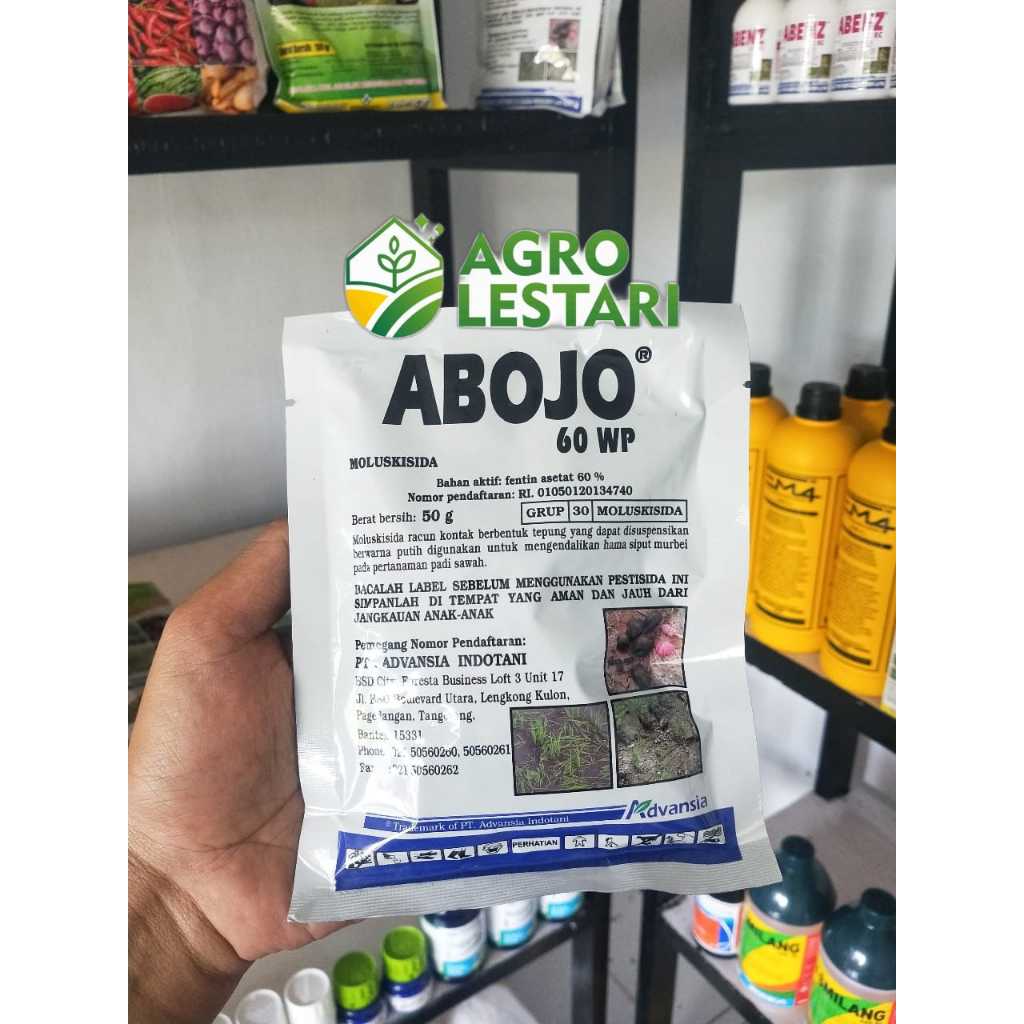 Moluskisida ABOJO 60 WP 50g / RACUN KEONG AMPUH UNTUK PADI SAWAH