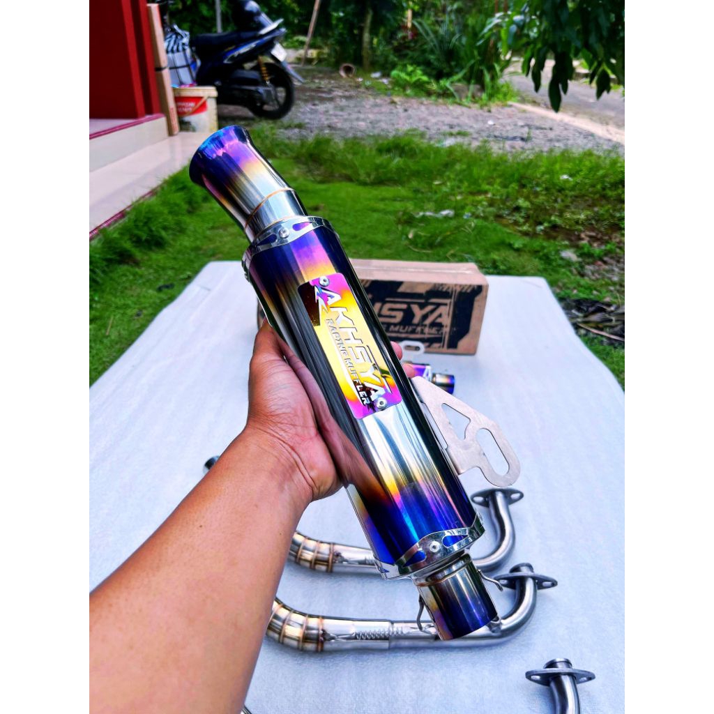 knalpot Salemba BLUEMOON ceklis original AKHSYA MUFFLER inlet 38 MM untuk aerox Vario nmax beat Mio 