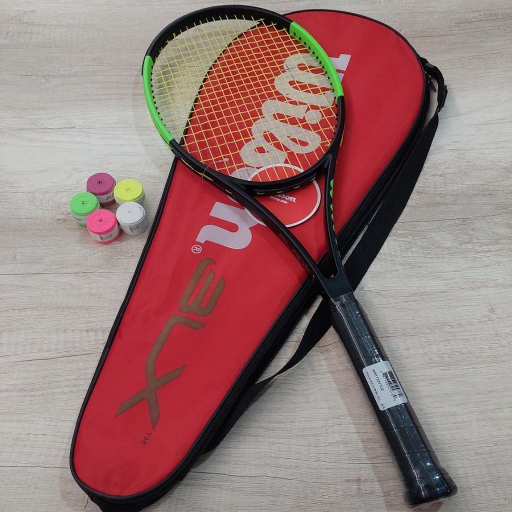 RAKET TENIS WILSON BLADE BLACK GREEN SIAP PAKA
