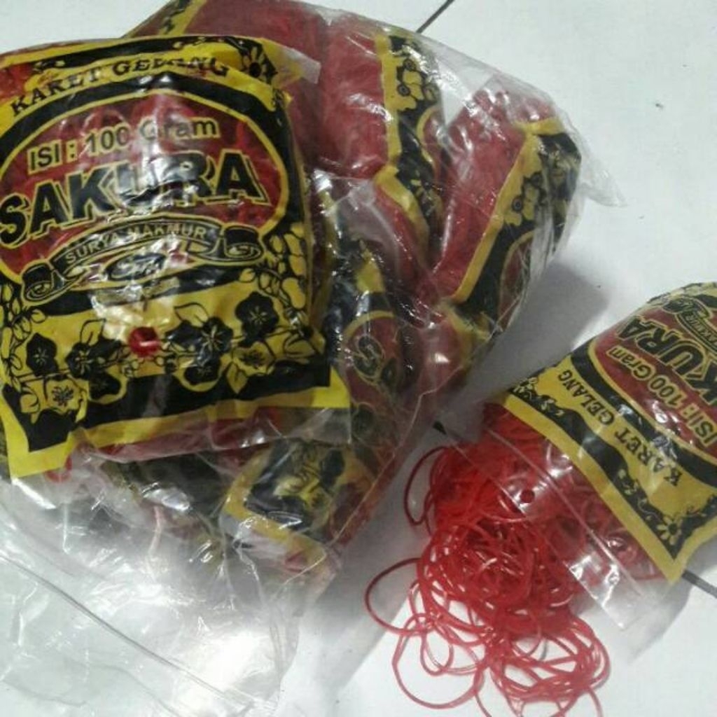 

karet gelang sakura merah @100gr Murah/Karet gelang kualitas no 1/karet gelang sakura MERAH/karet gelang Elastis murah