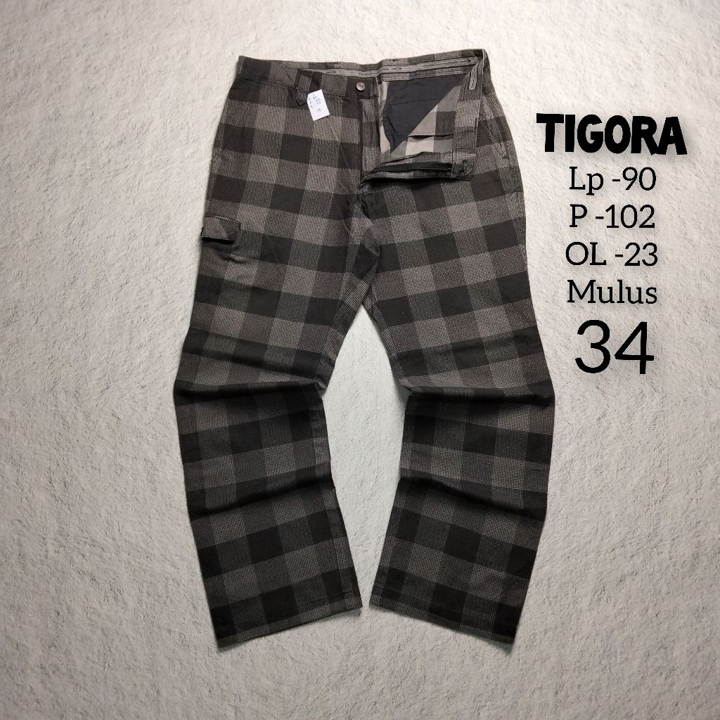 CELANA TARTAN TIGORA ORIGINAL 100%