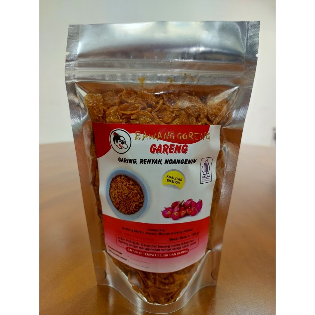 

Bawang goreng premium GARENG / asli tanpa tepung / 100 gr