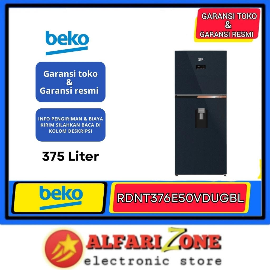 Kulkas 2 pintu Inverter BEKO RDNT376E50VDUGBL 375 Liter Kulkas dispenser BEKO RDNT376E50VDU RDNT376