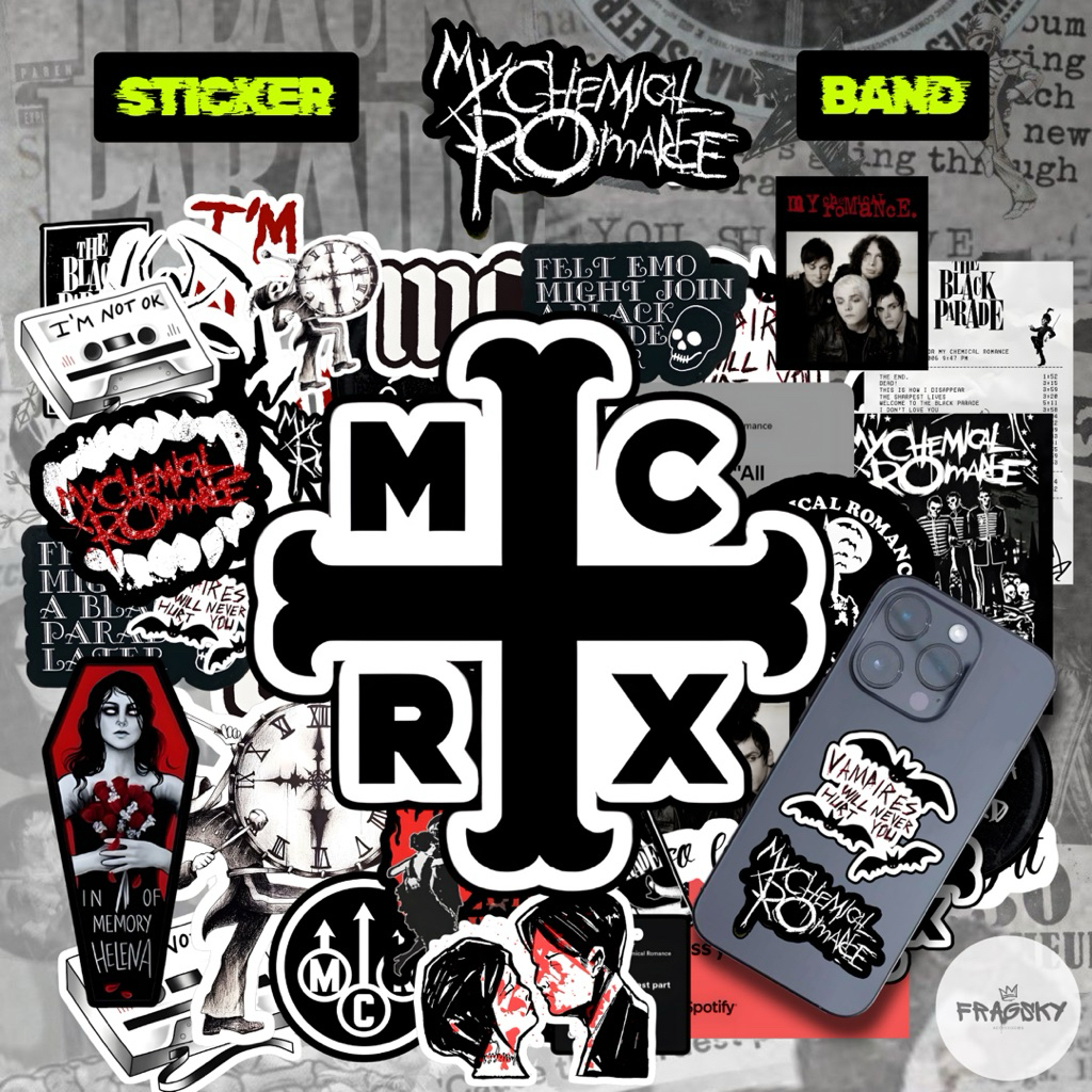 

Fragsky - 20&25 Pcs Sticker Spesial Band Rock Edition MCR Series Pack | Stiker Premium Laminasi Doff & Glossy Kiss Cutting Anti Air Anti Luntur | Stiker Aesthetic Skena Kalcer Estetik Dekorasi HP Laptop Helm Motor Paper Stationery | Ukuran 2-4 & 3-5 cm