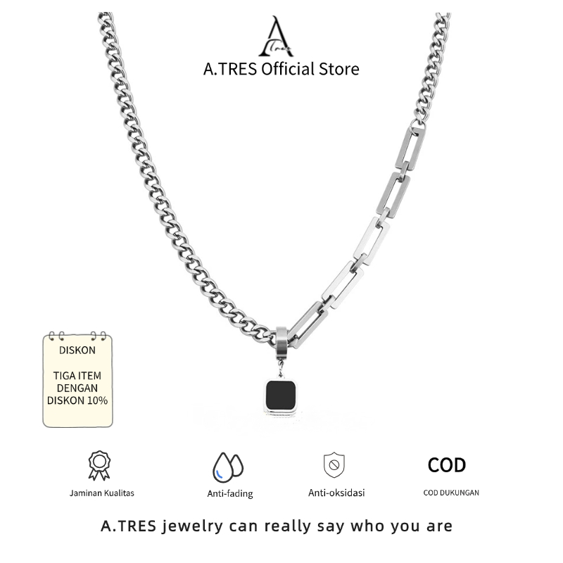 A.TRES Kalung Titanium Pria Kalung Pria Kalung Rantai Titanium Pria Kalung Laki Kalung Ester Pierre 