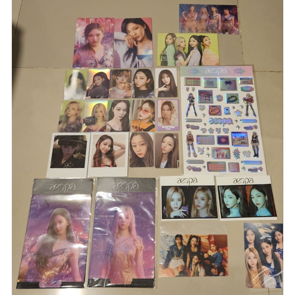 AESPA BLACK MAMBA HOLO STANDEE KARINA WINTER, EPOXY KARINA WINTER BLACK MAMBA POSTCARD, NINGNING BLA