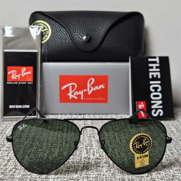 Kacamata Rayban Aviator RB3025 L2823 58 Black Green Original
