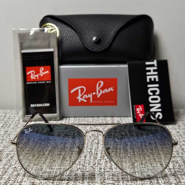Kacamata Rayban Aviator RB3025 003/3F Silver Gradient Blue Original
