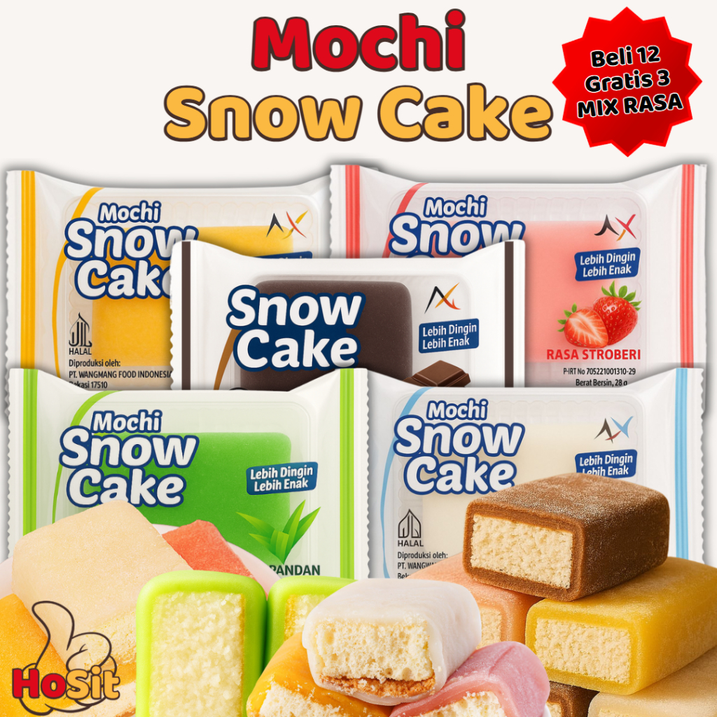 

Mochi Snowcake Beli 12pcs Gratis 3 Mix Rasa Pandan, Cokelat, Susu, Mangga, & Stroberi / Mochi / Kue Mochi / Snowcake / Mochi Snow Cake
