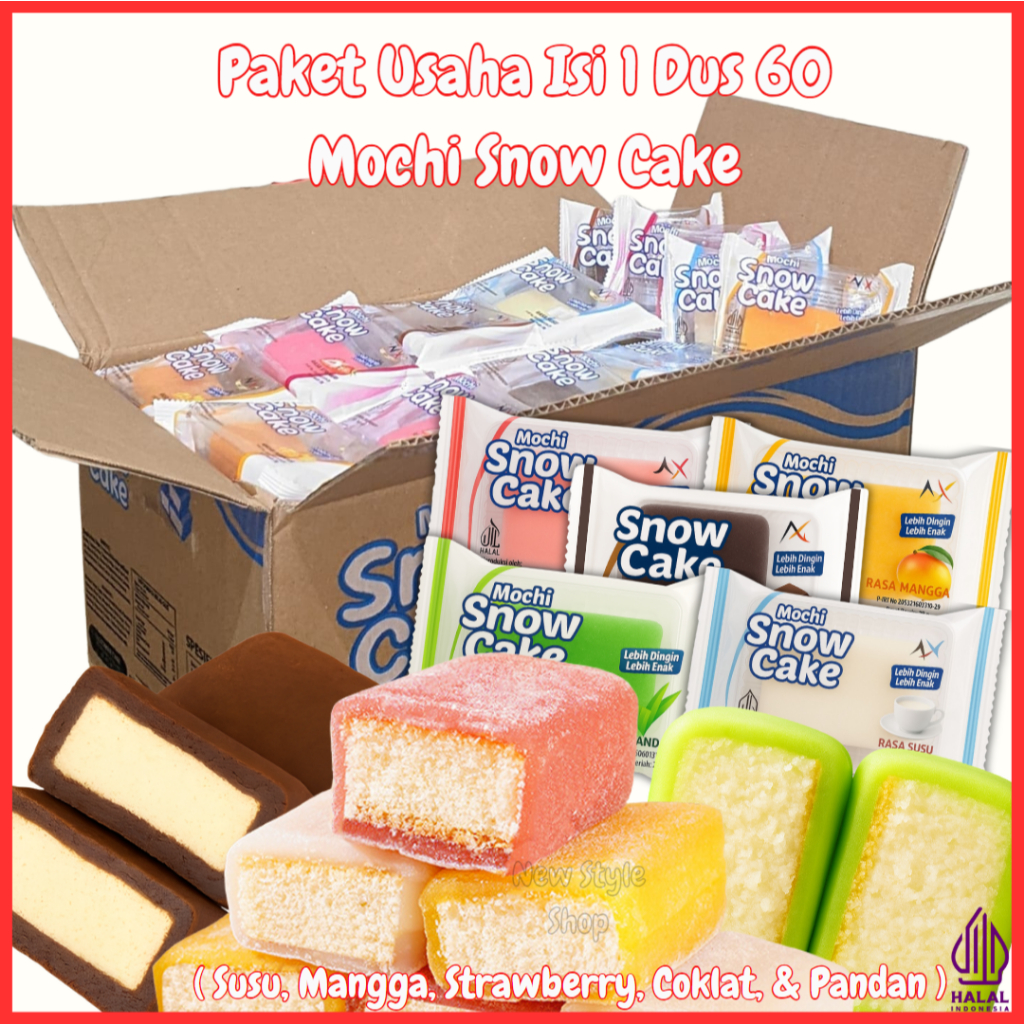 

[PROMO GROSIR] 1 Dus Mochi Snow Cake isi 60 Pcs @28g Mochi Snow Cake Kue Nagasaki Mochi Viral Strawberry Mangga Susu Coklat