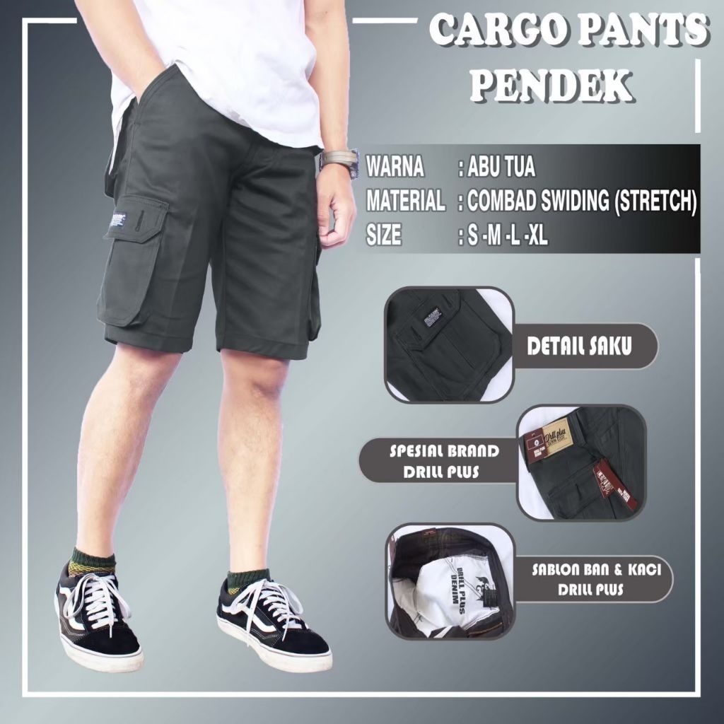 Celana cargo pendek pria pants bahan American drill canvas / Celana cargo pendek pria casual Bigsize