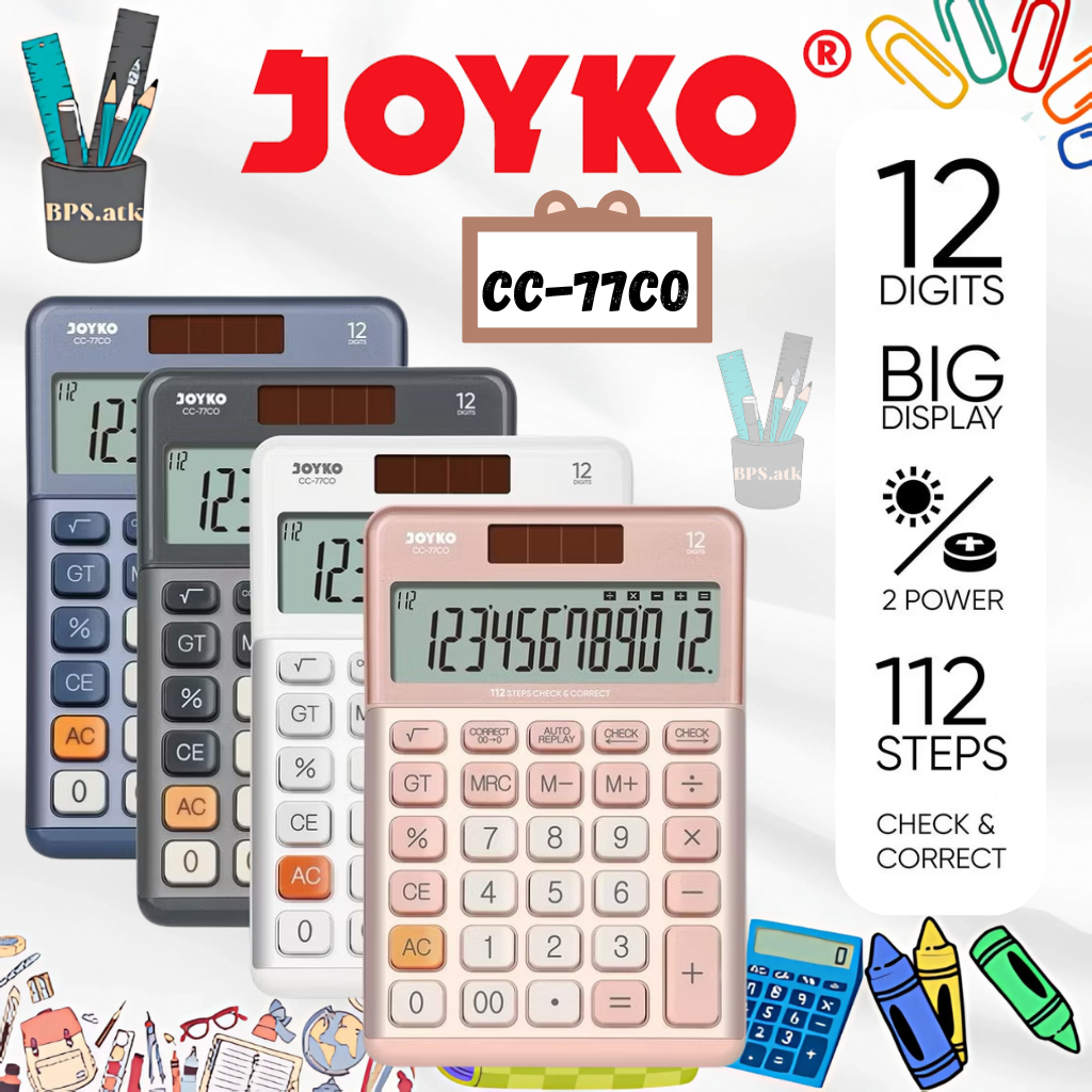 

JOYKO Calculator / Kalkulator CC-77CO Check & Correct Calculator with Aluminium Surface 12 Digit