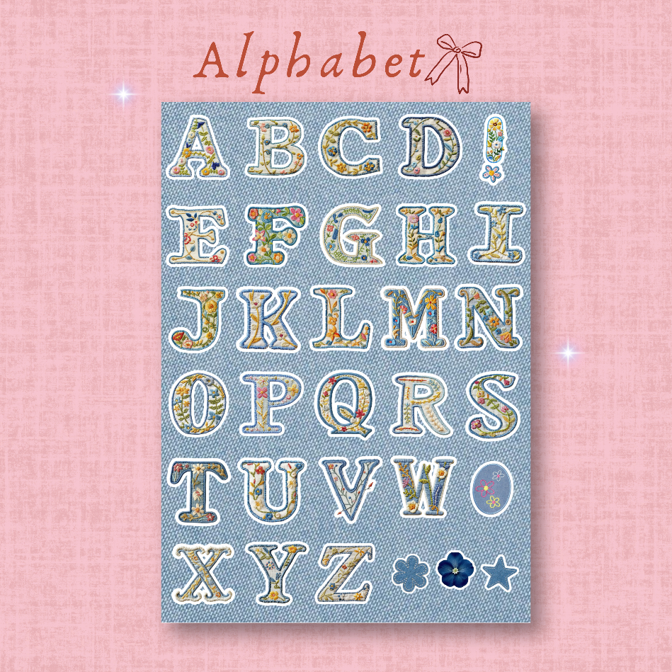 

Alphabet - Aesthetic Vinyl Sticker Pack with Kiss Cut (A6)