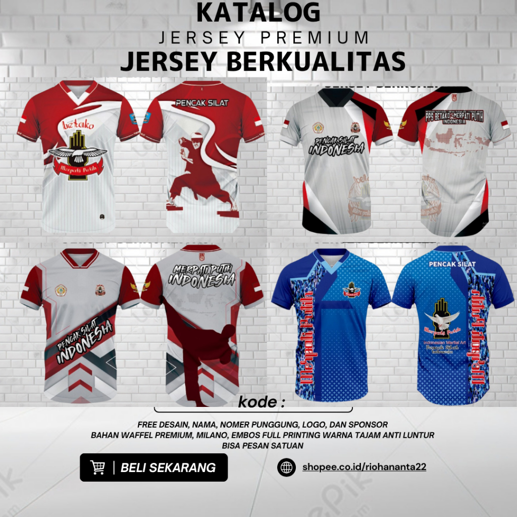 Kaos Merpati Putih/Jersey Merpati Putih/ JERSEY PREMIUM FREE CUSTOM DESAIN (nama, logo, sponsor dll)