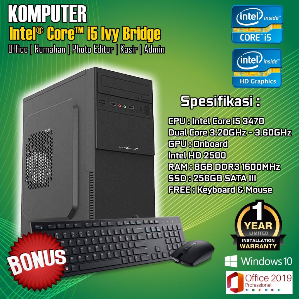 KOMPUTER PC intel Core i5 3470 RAM 8Gb RAKITAN