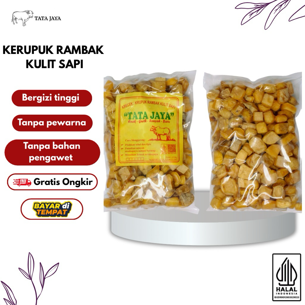

[500gram] Kerupuk Rambak Kulit Sapi Kotak Tatajaya Dorokdok Krecek Rambak Sapi Mentah