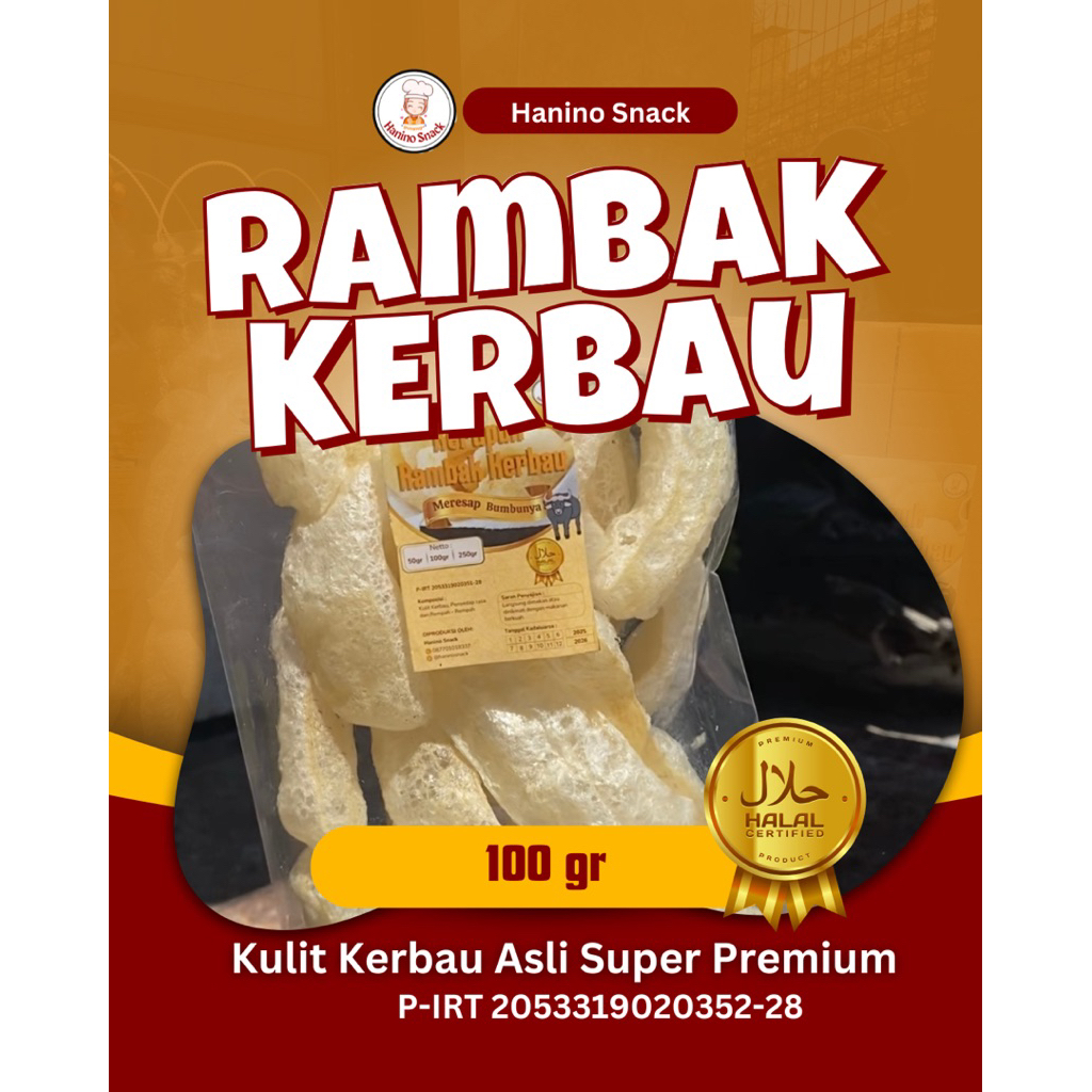 

Hanino Snack - [100GR] Kerupuk Rambak Kulit Kerbau Super Premium Ukuran 100 gram
