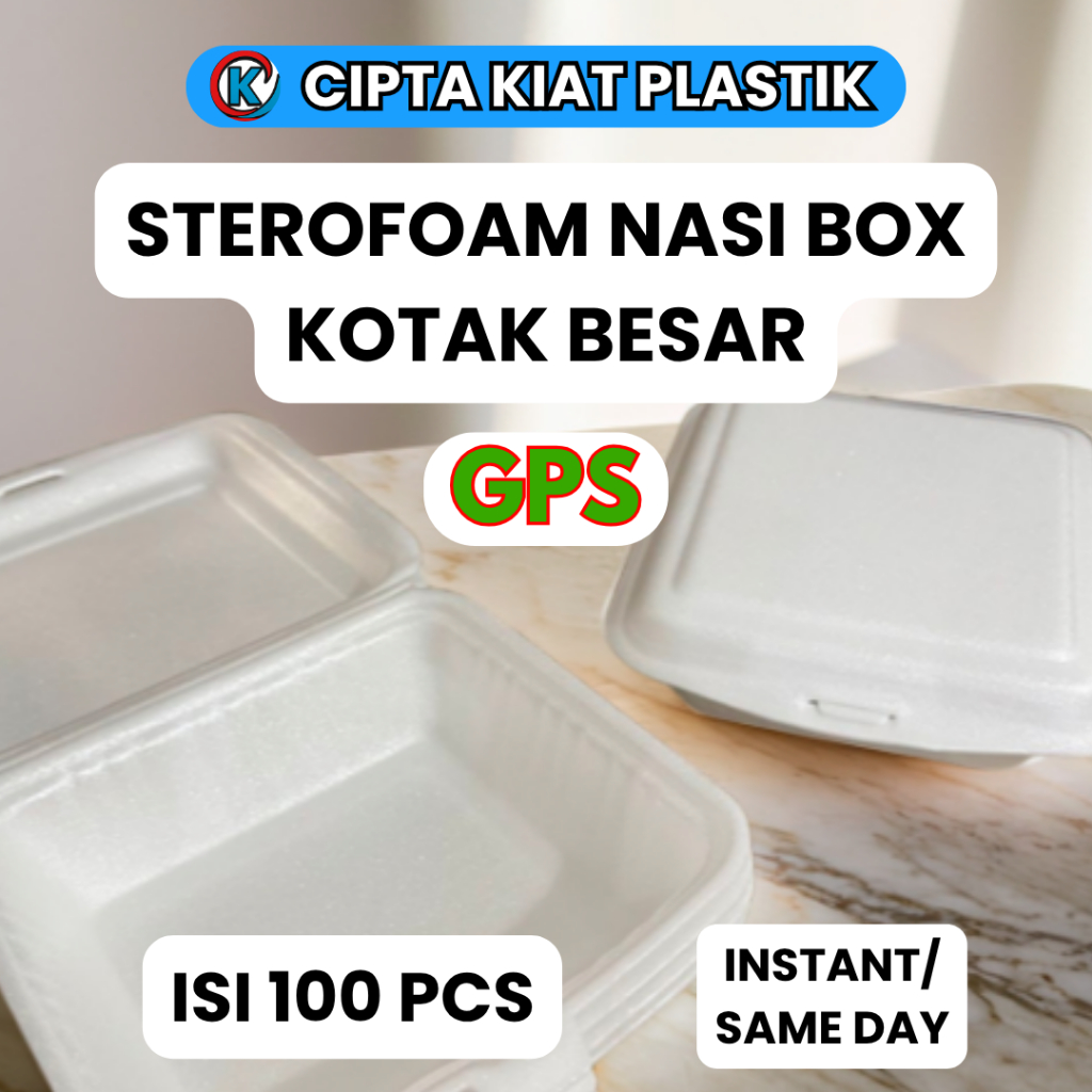 STEROFOAM STYROFOAM NASI BOX KOTAK AYAM BAKAR, MEREK GPS ISI 100 PCS