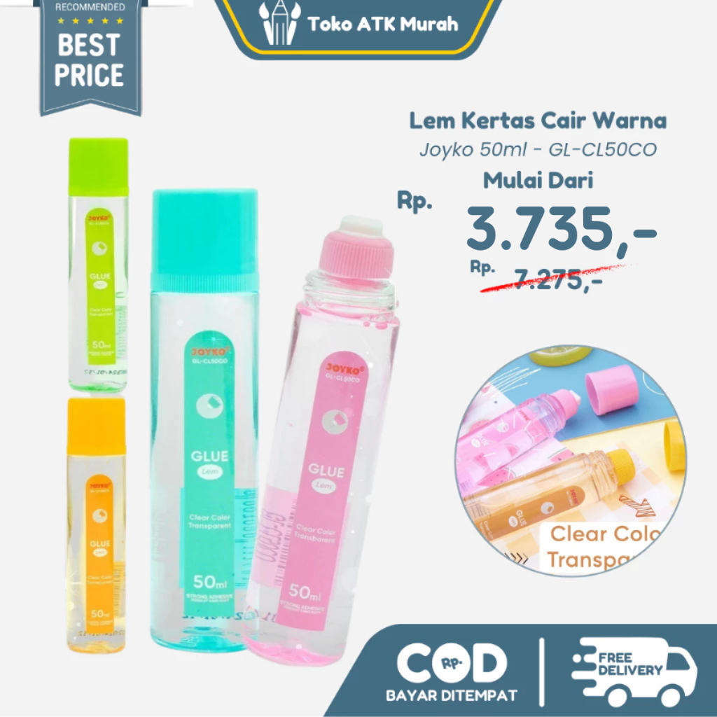 

Liquid Glue Color Joyko 50ml - GL-CL50CO Lem Kertas Cair Warna