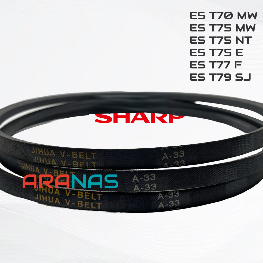 V-BELT A-33 VanBelt ES T70MW T75MW T75NT T75E T77F T79SJ FANBELT Tali Gear Box Mesin Cuci 2 Tabung S