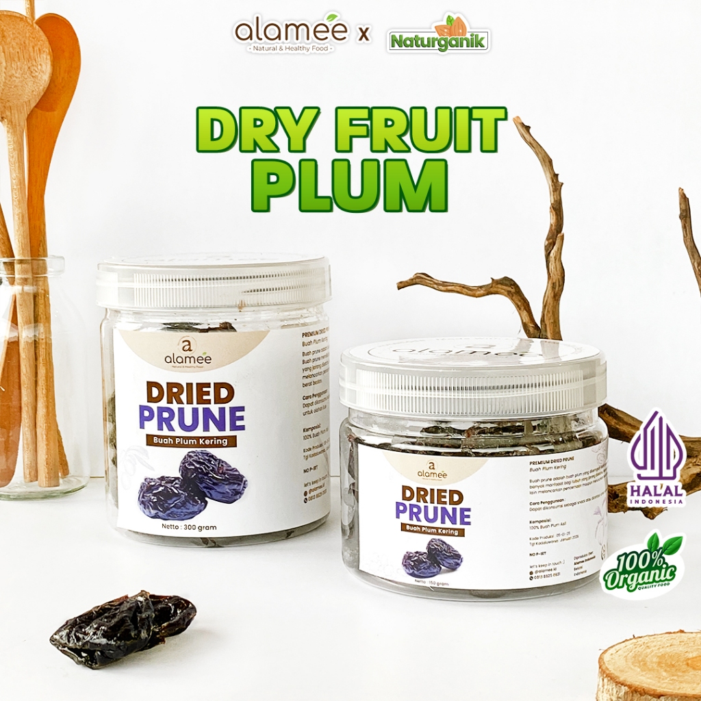 

ALAMEE Dried Prune Cemilan Buah Kering Sehat Buah Plum Kering Rendah Kalori Tanpa Biji PREMIUM 300gr Naturganik