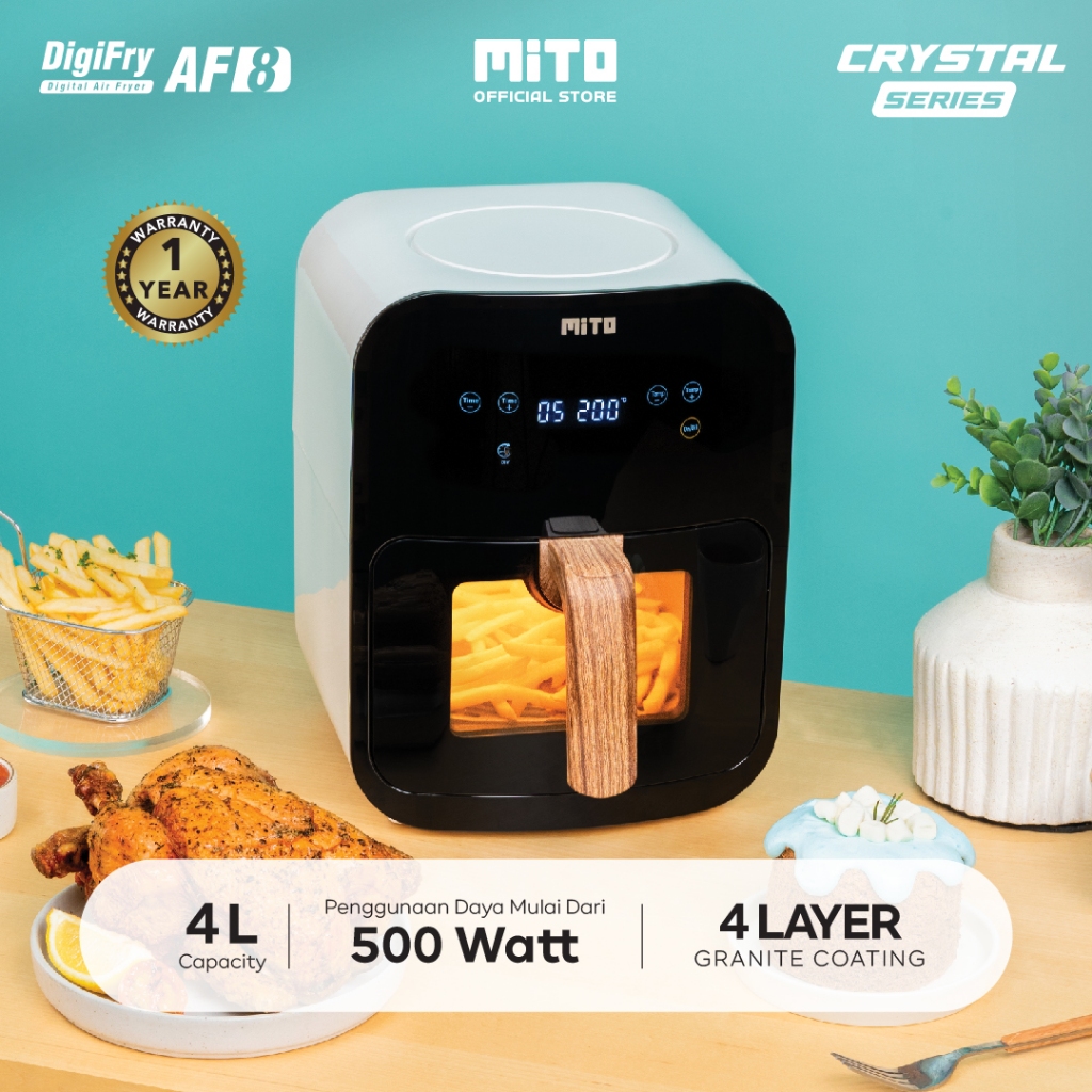 Mito AF8 Crystal Series Air Fryer - Penggorengan Tanpa Minyak