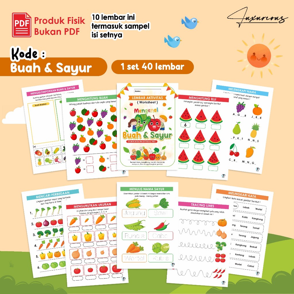 

LEMBAR KERJA BELAJAR UNTUK ANAK - WORKSHEET UKURAN A5 ISI 40 LEMBAR READY STOCK MURAH