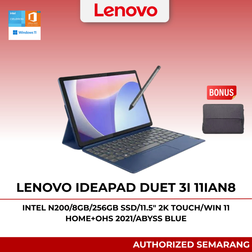Laptop Lenovo IDEAPAD DUET 3i 11IAN8 Intel N200 8GB RAM 256GB SSD W11 OHS 2021
