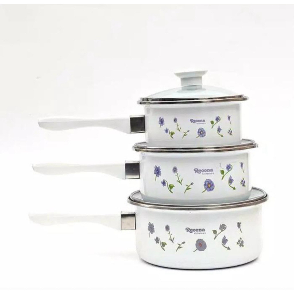 Panci Susu Set Enamel Reona Isi 3