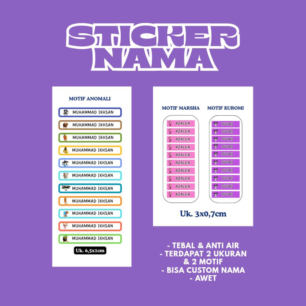 

Sticker Nama Custom / Label Nama isi 30pcs